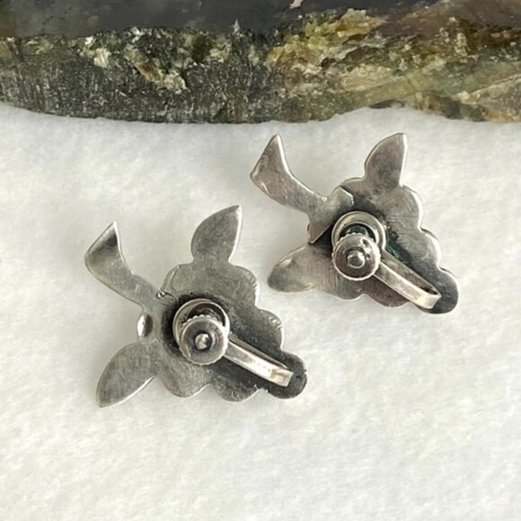 VTG Sterling Silver 925 Mexico Grapes Bunch Fruit Figural Screw Back Earrings - Picture 9 of 15
